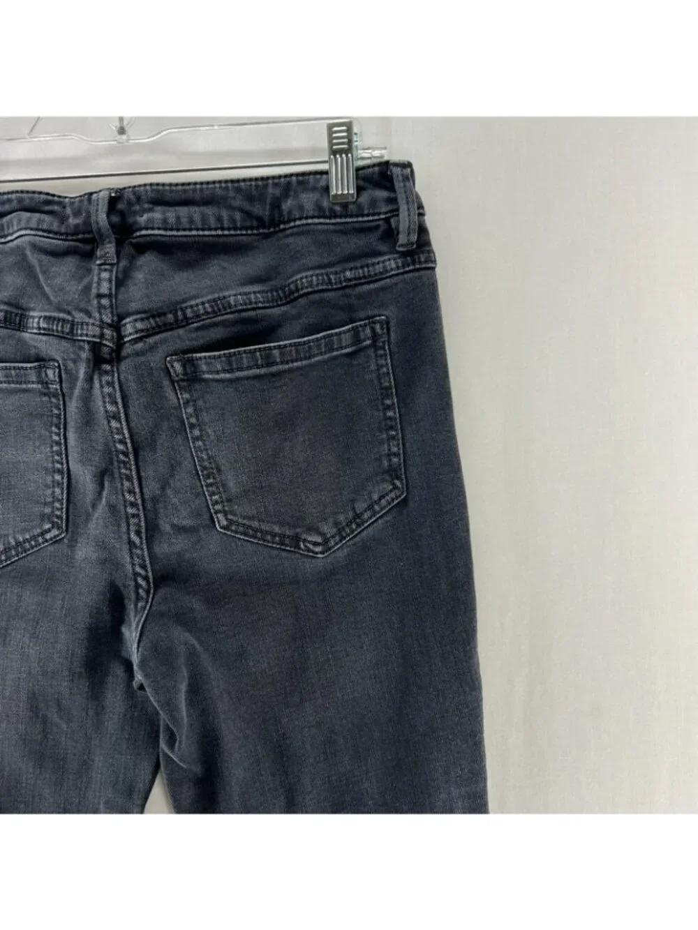 Free People Skinny Jeans Womens 29 Button Fly Stretch Denim High Rise Faded Gray